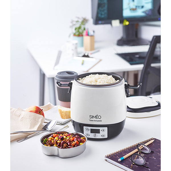 Lunch box électrique programmable 1,5 L 300 W blanc et noir Simeo - Mathon - 4