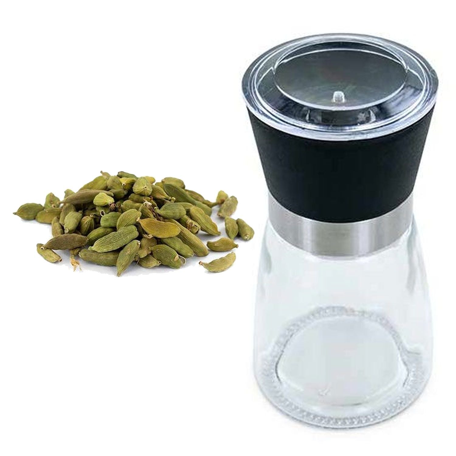 Moulin à épices en verre et céramique + cardamome verte bio Aromandise - Mathon