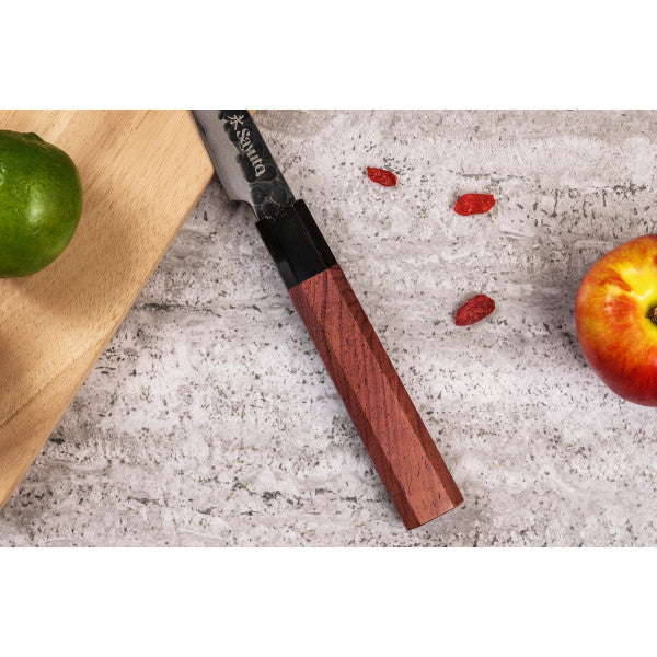 Couteau Sayuto Sequoia San Mai modèle office 9cm brute de forge Sayuto - Mathon - 5