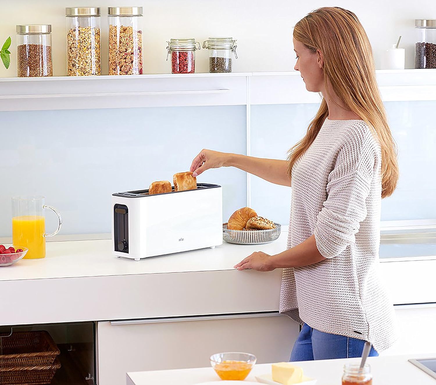 grille pain avec 1 longue fente 1000W blanc Braun - Mathon - 1