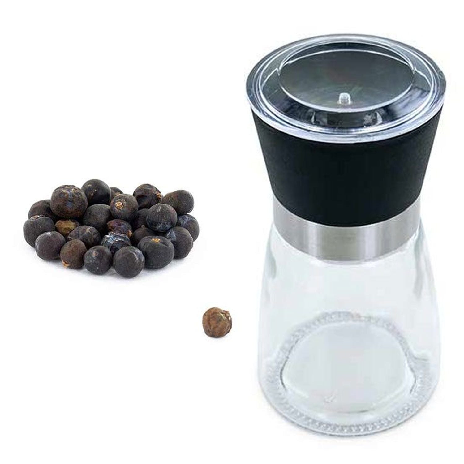 Moulin à épices en verre et céramique + baies de genévrier bio Aromandise - Mathon