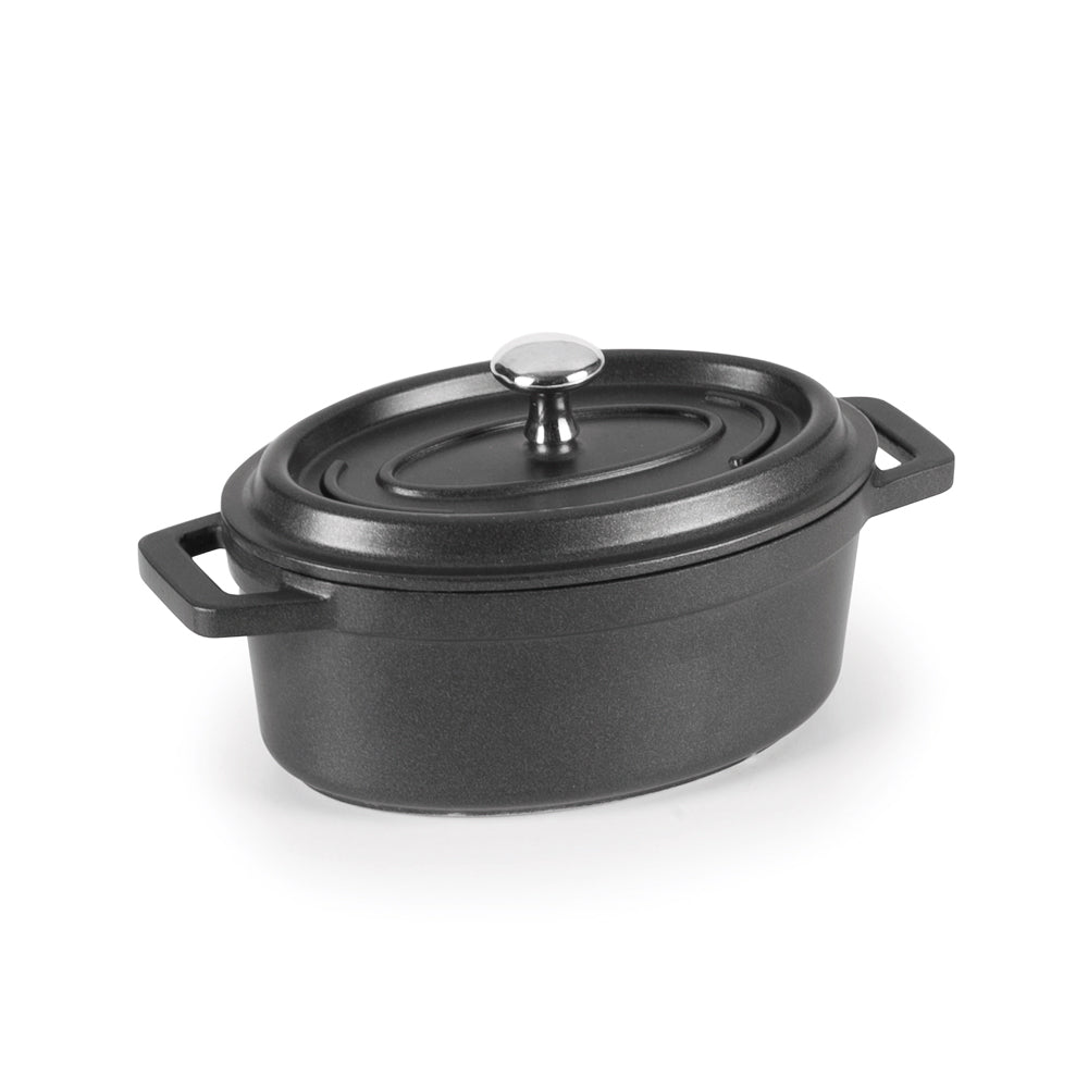 Cocotte ovale 12x8,5 cm en fonte noir Lacor - Mathon