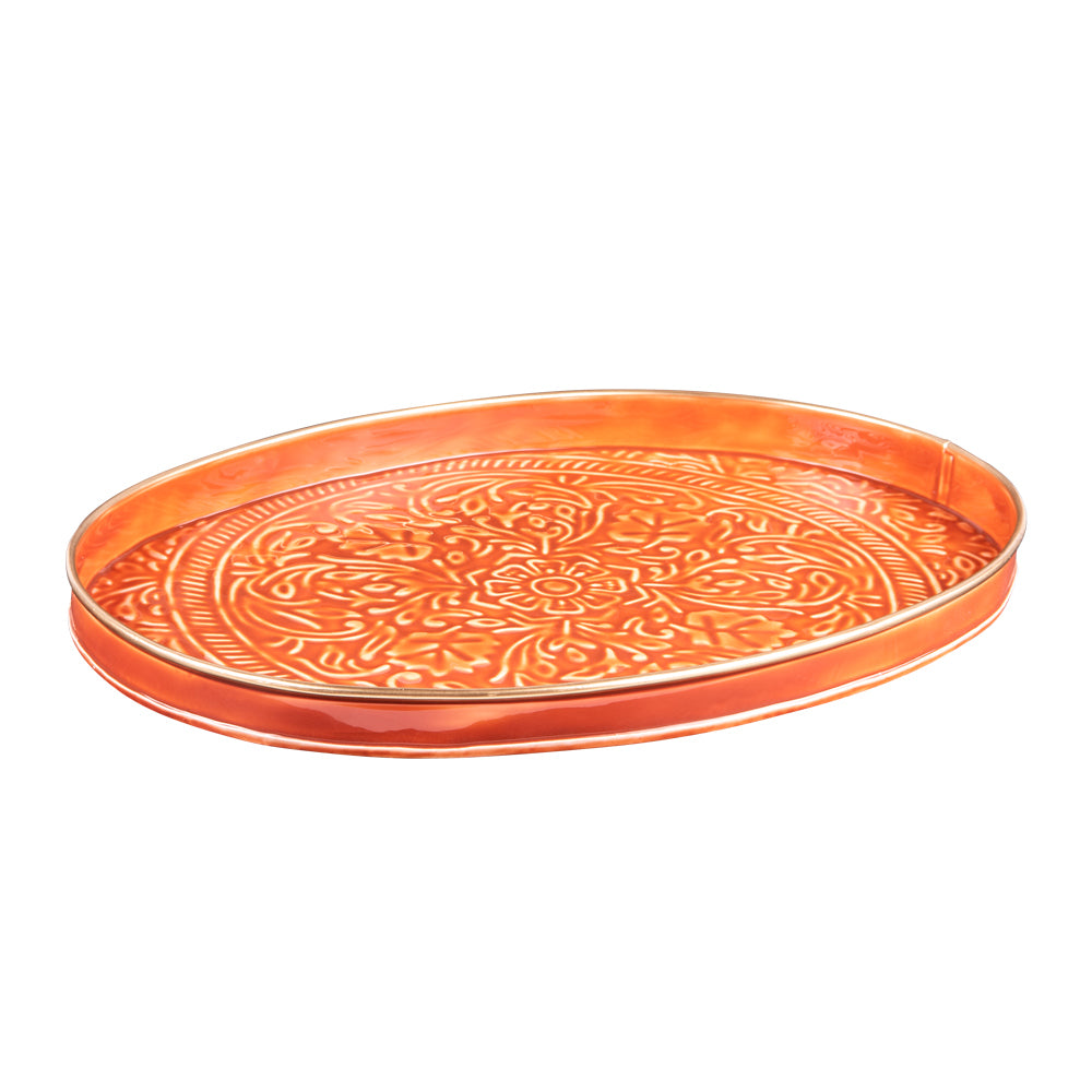 Set de 2 plateaux ovales Tosca orange Table passion - Mathon - 2