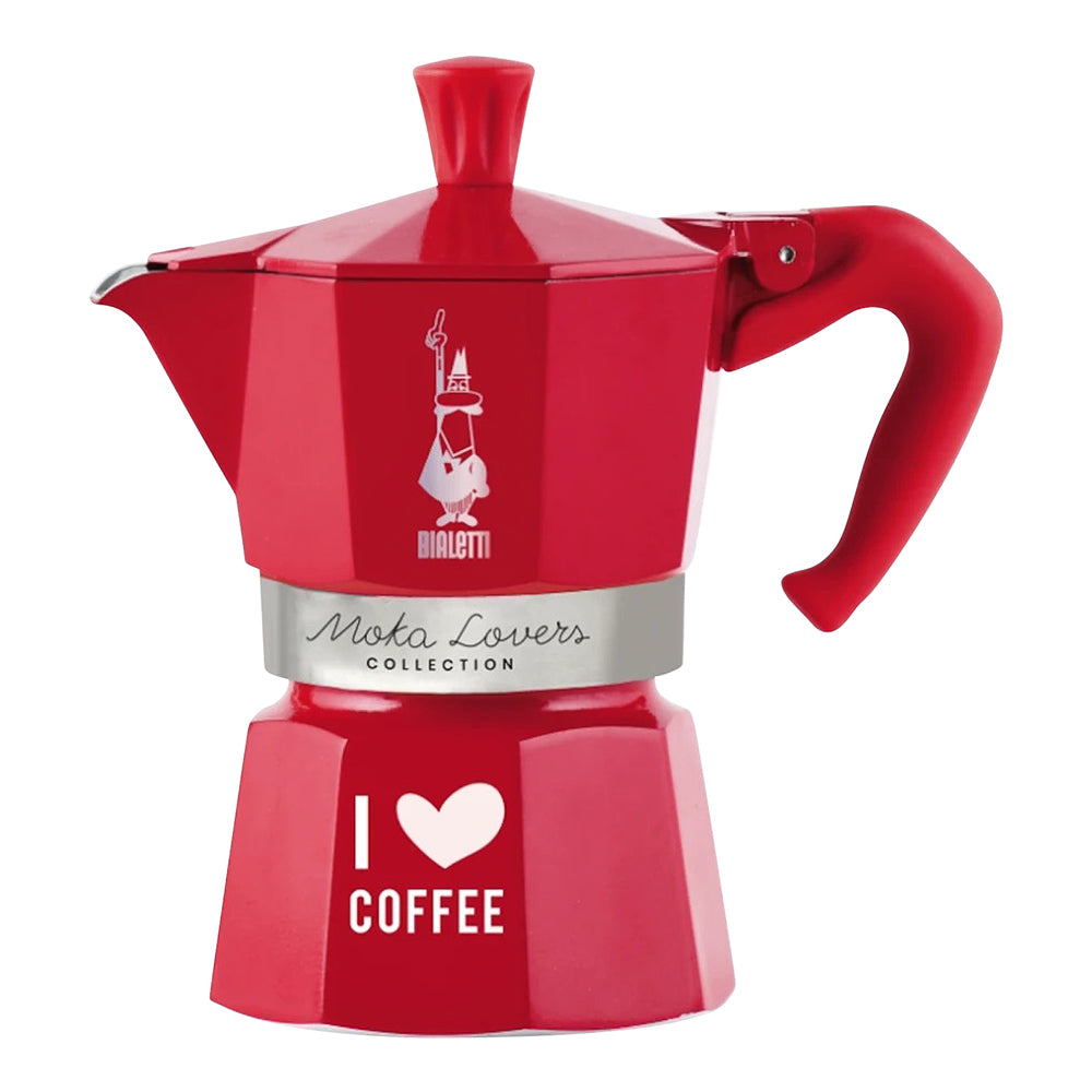 Cafetière Italienne Moka Express I love coffee 3 tasses rouge Bialetti - Mathon - 1