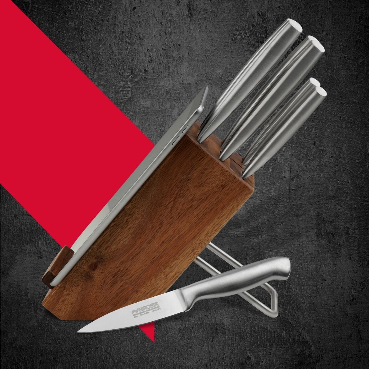 Ensemble de 7 couteaux de cuisine professionnels et un bloc de rangeme 