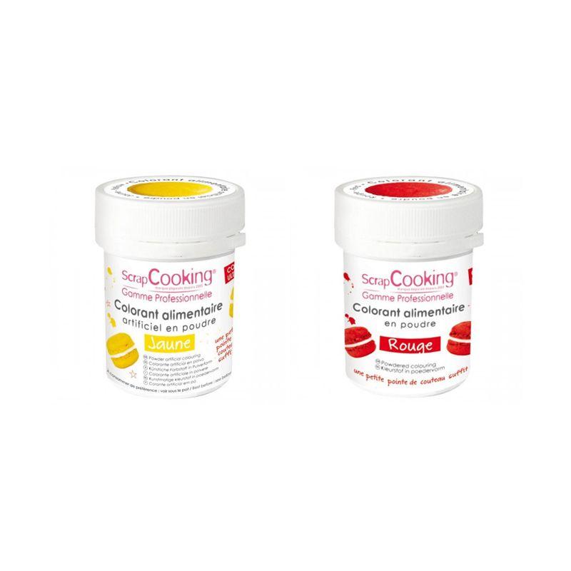 2 colorants alimentaires en poudre - rouge-jaune Scrapcooking - Mathon