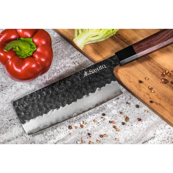 Couteau Sayuto Sequoia San Mai modèle nakiri 17cm brute de forge Sayuto - Mathon - 2