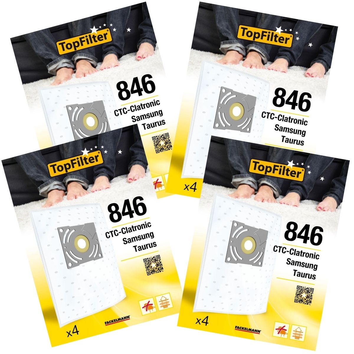 Lot de 4 packs de 4 sacs aspirateur 64846 Tornado et Samsung Premium TopFilter - Mathon - 1