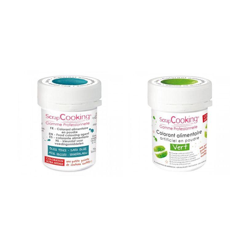 2 colorants alimentaires en poudre - vert-bleu foncé Scrapcooking - Mathon