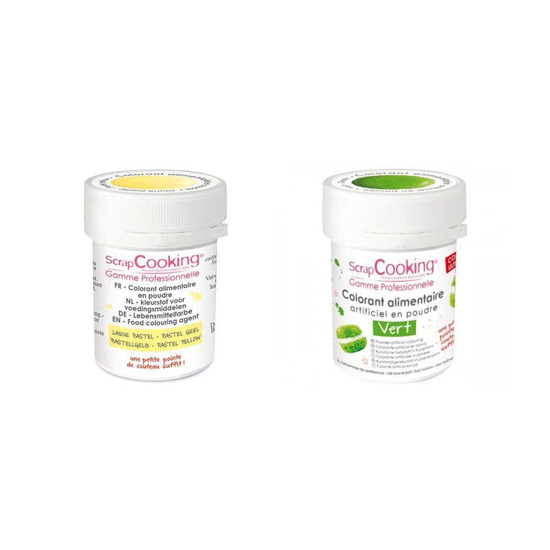 2 colorants alimentaires en poudre - vert-jaune pastel Scrapcooking - Mathon
