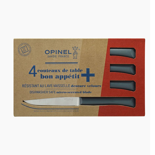 Coffret 4 couteaux de table lame micro-dentée 11 cm Bon Appétit Plus anthracite Opinel - Mathon - 1