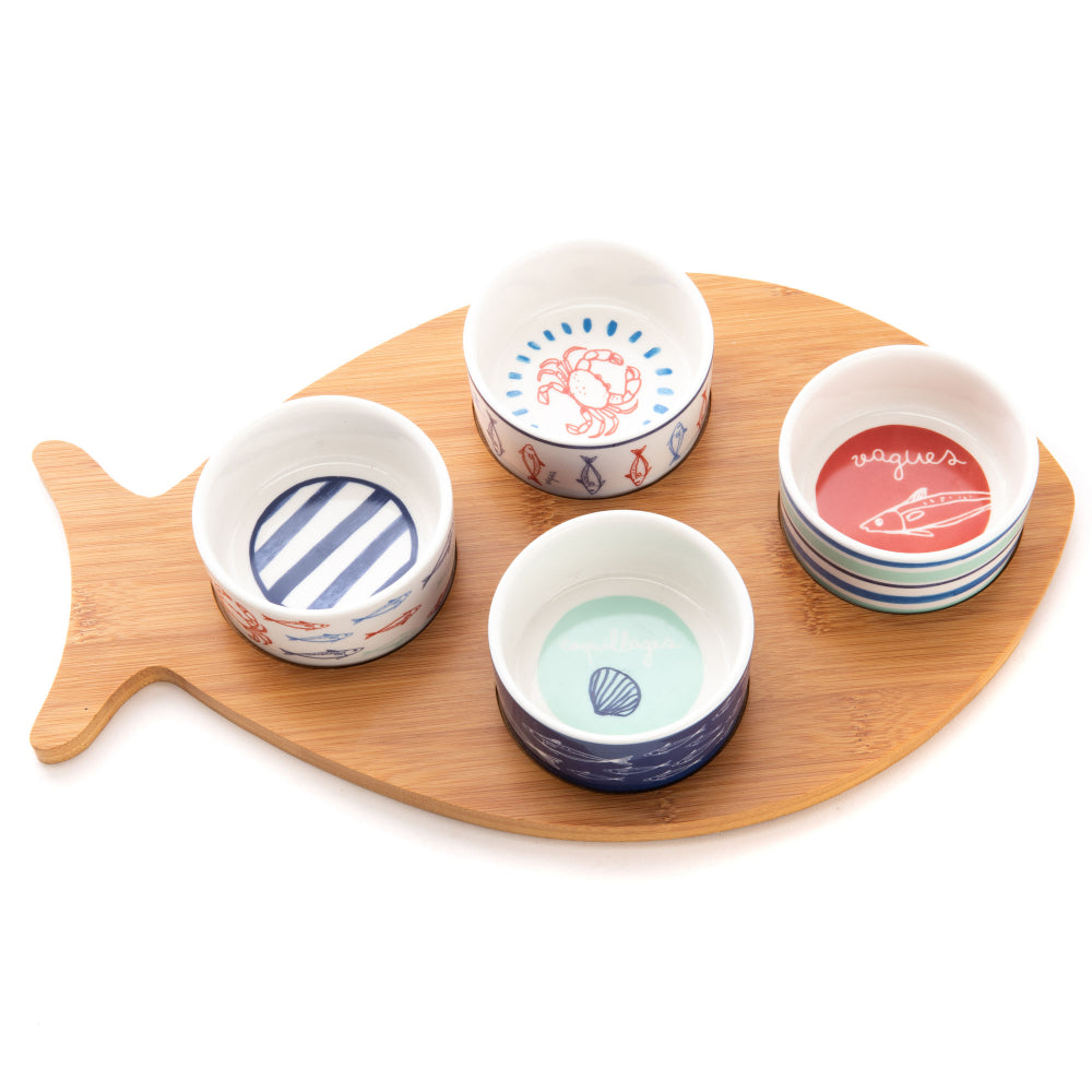 Plateau poisson et ses 4 bols Ariel Amadeus - Mathon - 1