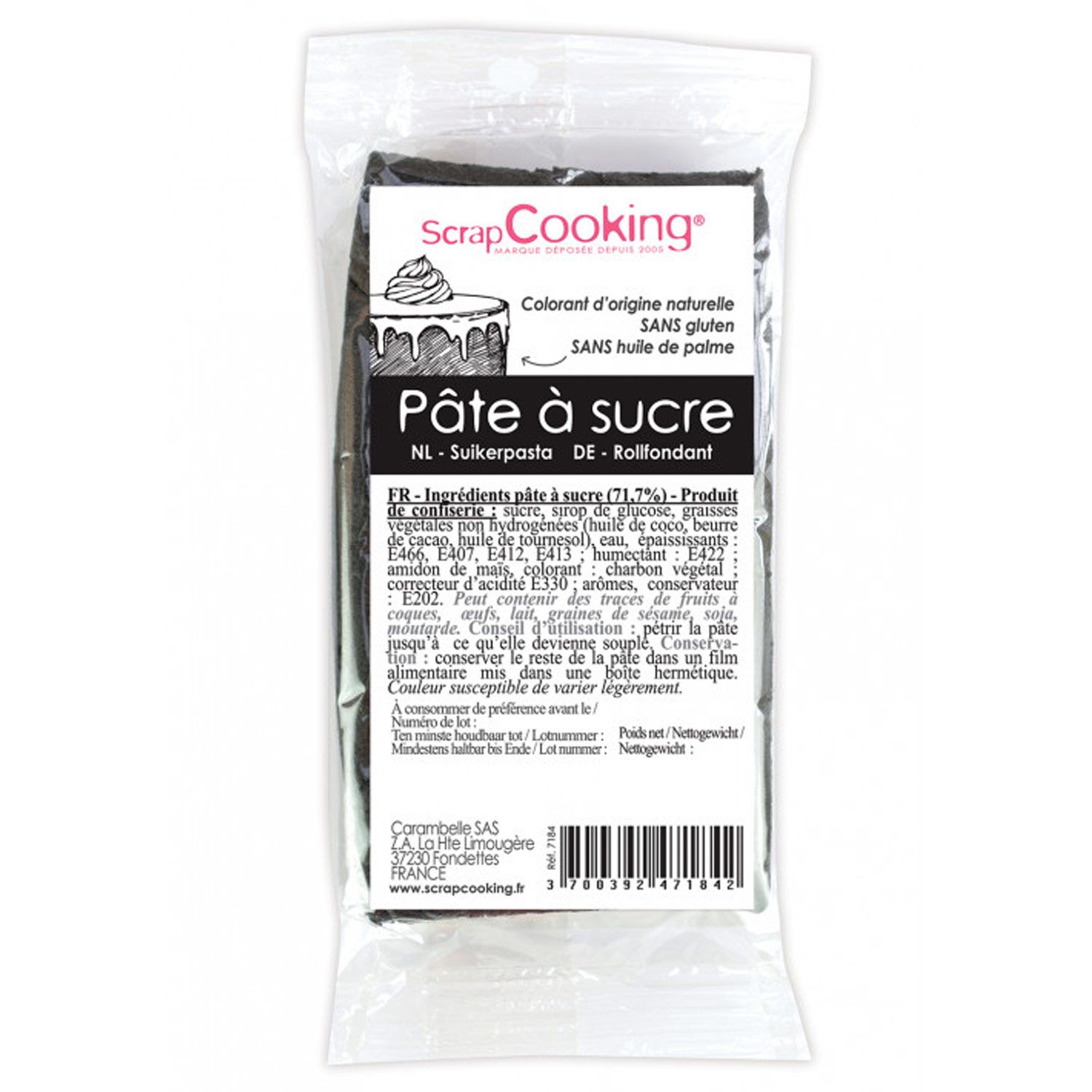 Pâte à sucre noire 300 g Scrapcooking - Mathon