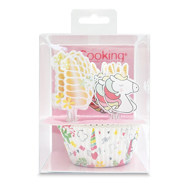 Caissettes et cake toppers Licorne 24 pièces Scrapcooking - Mathon