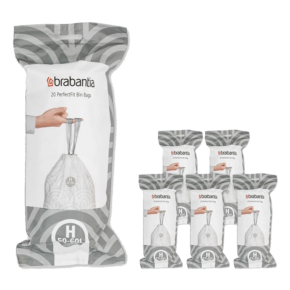 Lot de 6 rouleaux de 20 sacs poubelle 50/60 l code H Brabantia - Mathon