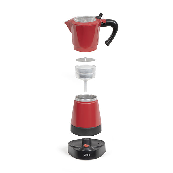 Cafetière électrique Italienne rouge 6 tasses 480 W Livoo - Mathon - 2