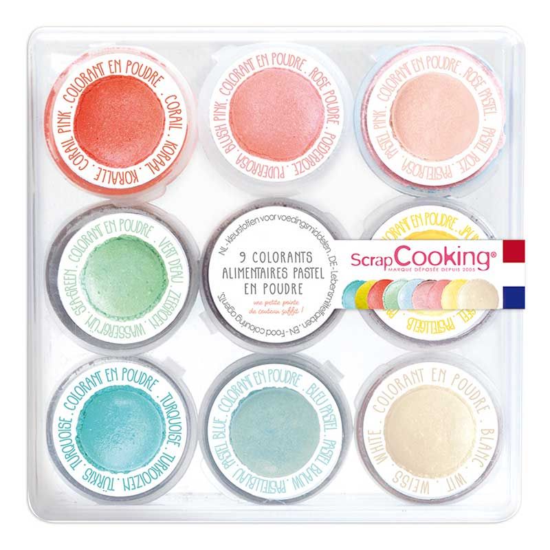 9 mini colorants alimentaires en poudre - Pastel Scrapcooking - Mathon