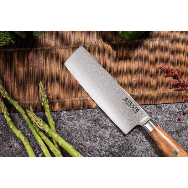 Couteau modèle nakiri Wusaki Fujiko 17cm manche en olivier Wusaki - Mathon - 3