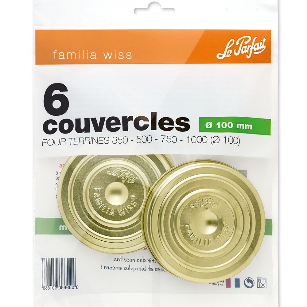 Sachet de 6 couvercles Familia Wiss 10 cm Le Parfait - Mathon - 2