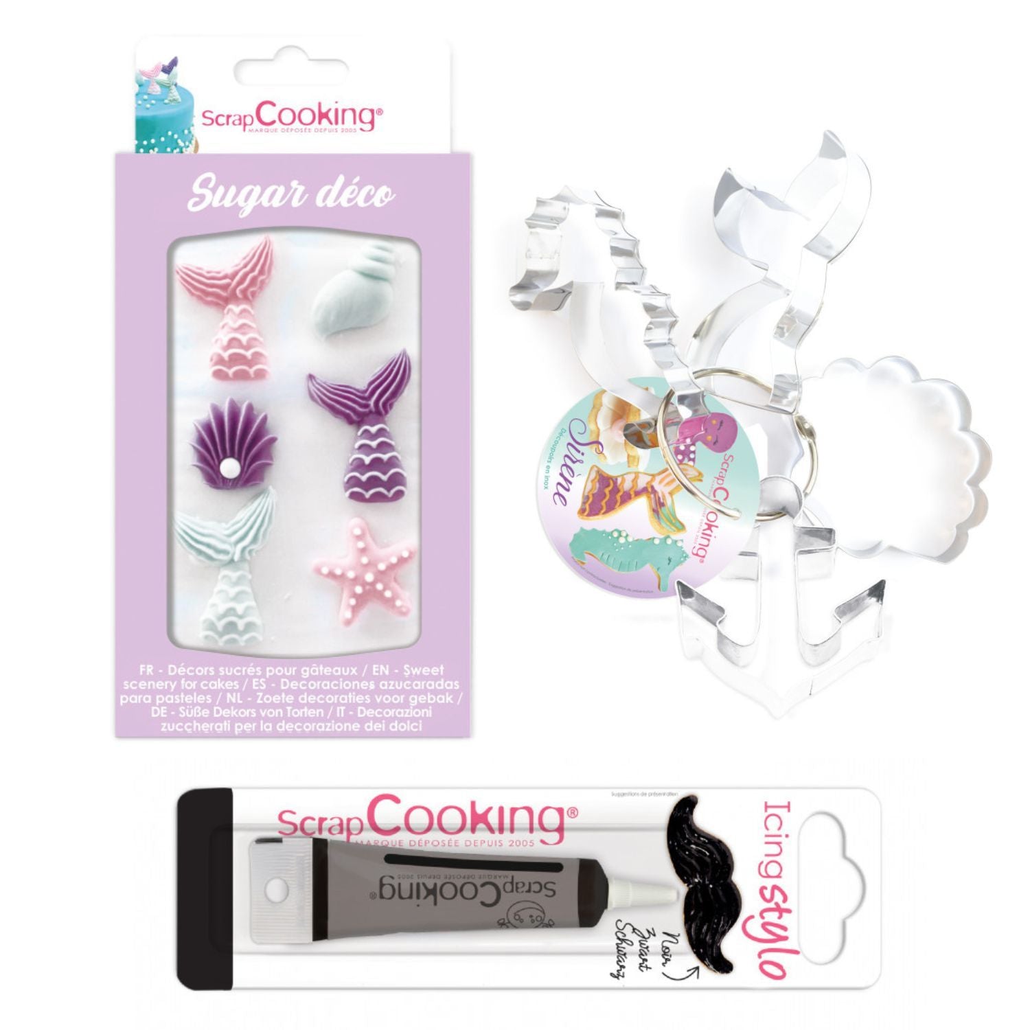 Kit découpoirs à biscuits + 6 décors sucrés Sirène Scrapcooking - Mathon