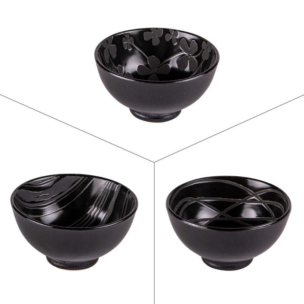 Coupelle Lava assortie 9,5 cm noire (lot de 3) Table passion - Mathon