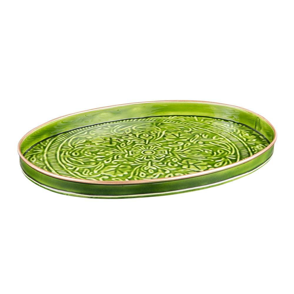 Set de 2 plateaux ovales Tosca vert Table passion - Mathon - 2