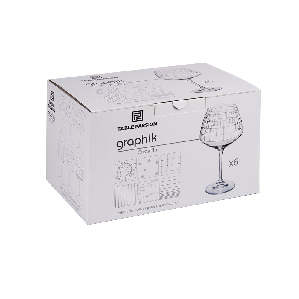 Coffret de 6 verres à pied dégustation Graphik 58 cl Table passion - Mathon - 2
