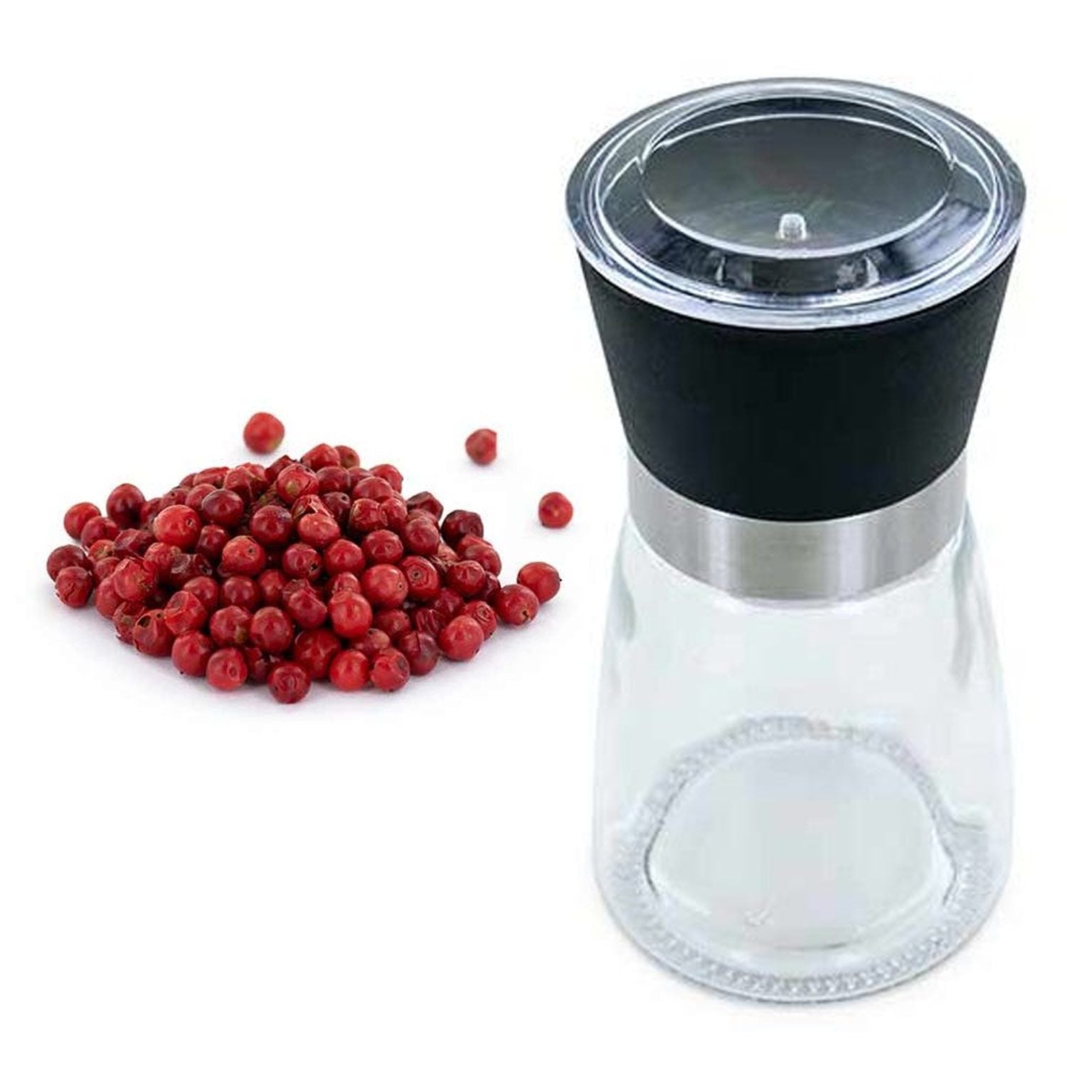 Moulin à épices en verre et céramique + baies rose de Madagascar Aromandise - Mathon