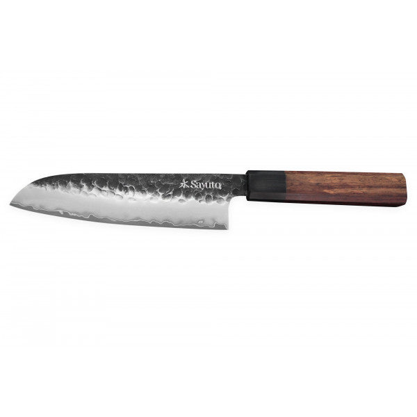 Couteau Sayuto Sequoia San Mai modèle santoku 18cm brute de forge Sayuto - Mathon - 1