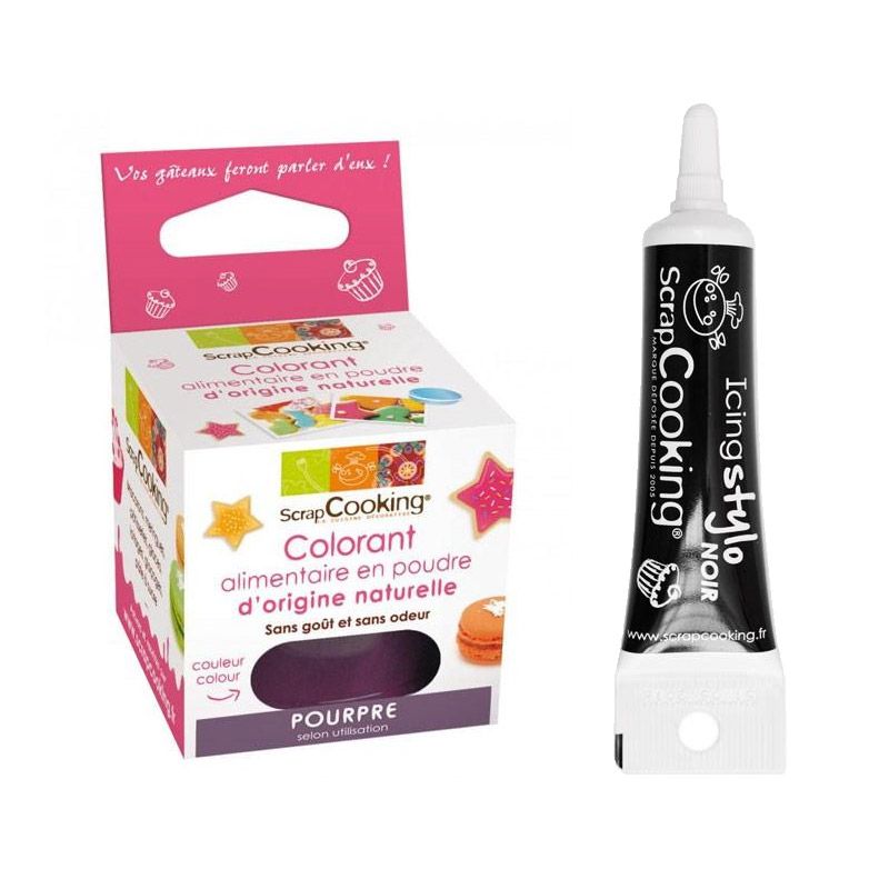 Colorant alimentaire Pourpre + Stylo glaçage noir Scrapcooking - Mathon
