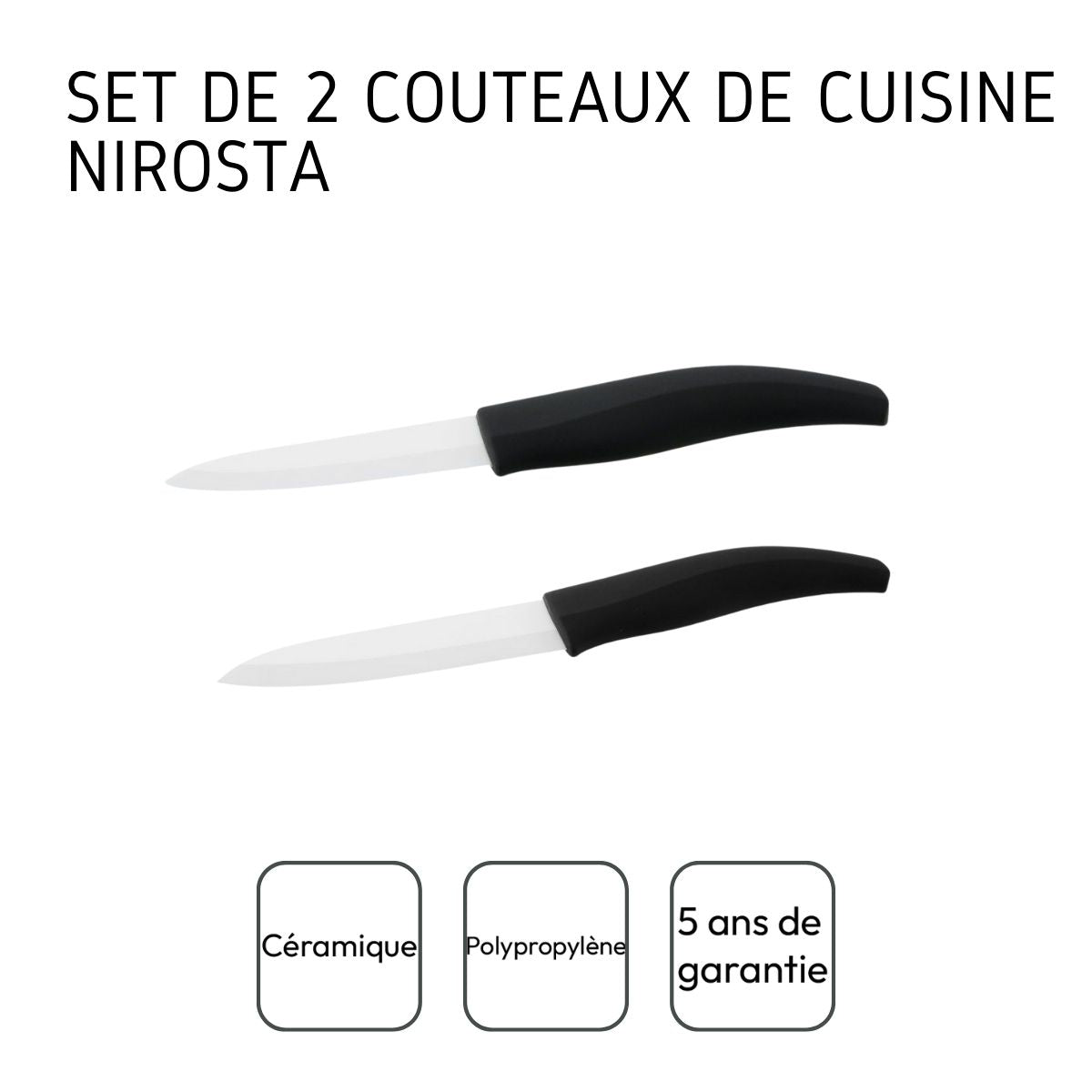 Set de 2 couteaux de cuisine lame en céramique