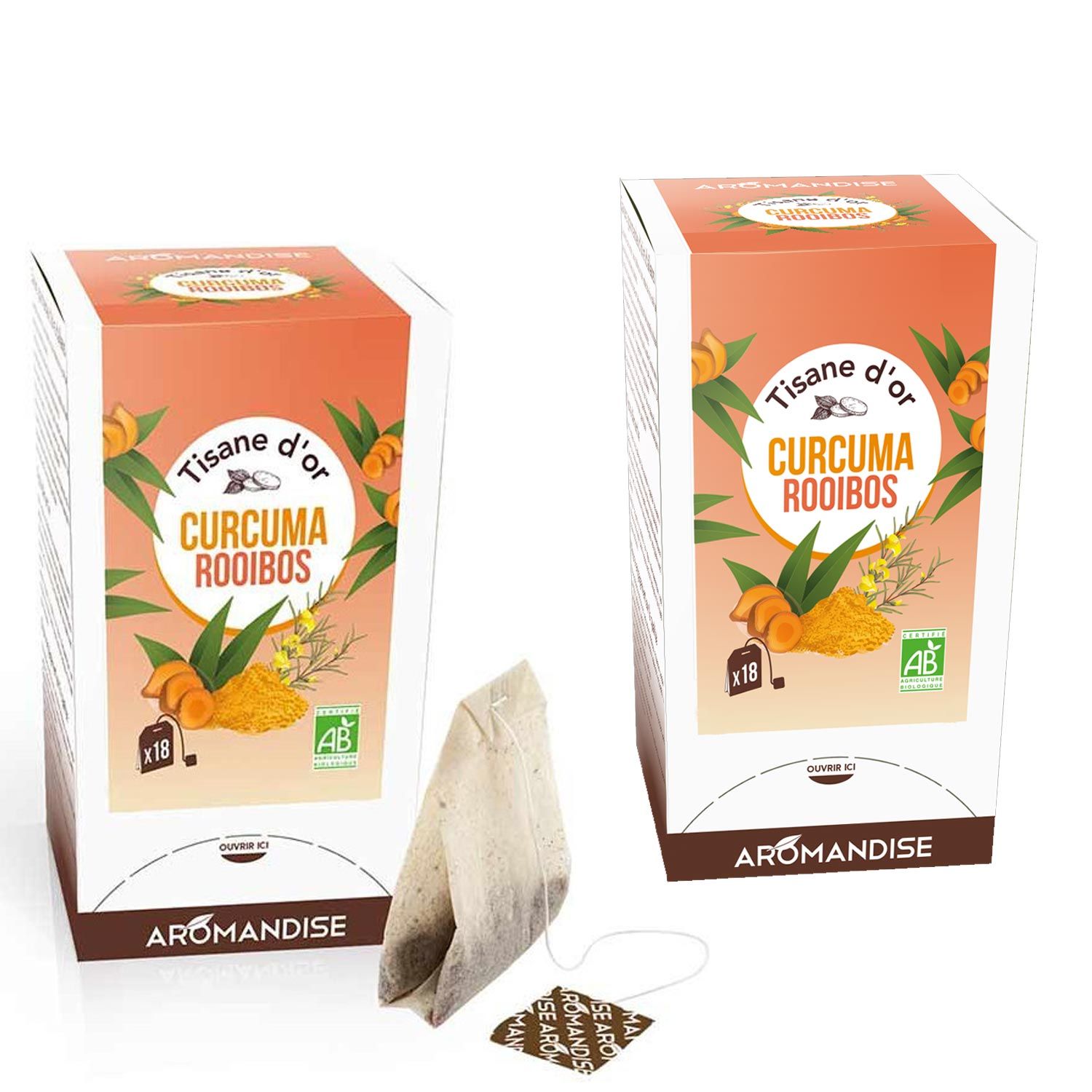 Tisane bio au Curcuma et Rooibos 36 sachets Aromandise - Mathon