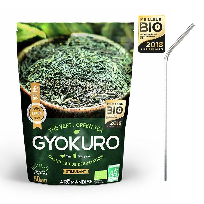 Thé vert Gyokuro 50 g + 4 pailles en inox Youdoit - Mathon
