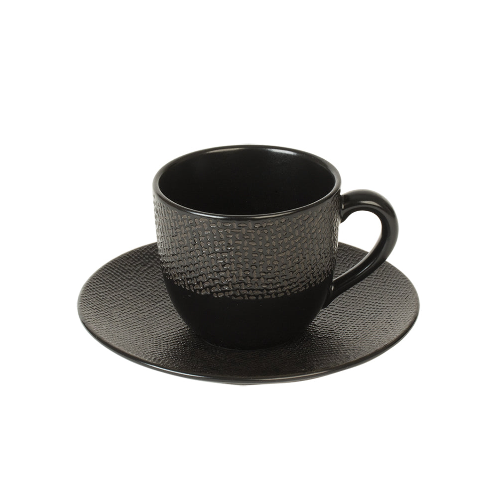 Tasse à café et sous-tasse Vésuvio noir 12 cl (lot de 6) Table passion - Mathon - 1