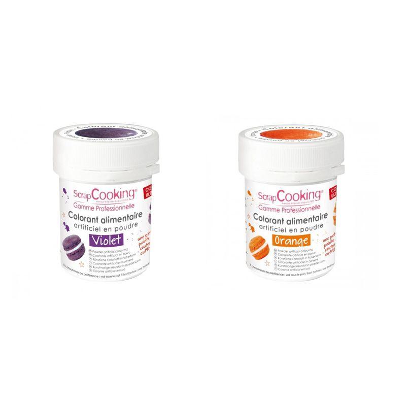 2 colorants alimentaires en poudre - orange-violet Scrapcooking - Mathon