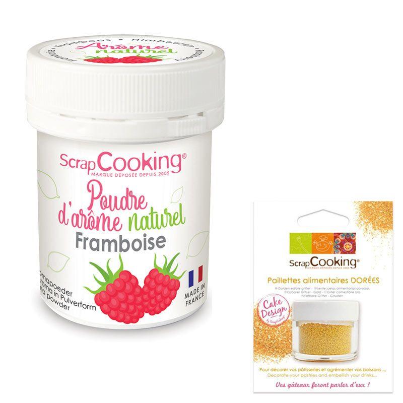 Arôme alimentaire naturel en poudre framboise + paillettes dorées Scrapcooking - Mathon