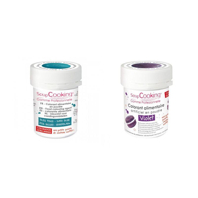 2 colorants alimentaires en poudre - violet-bleu foncé Scrapcooking - Mathon