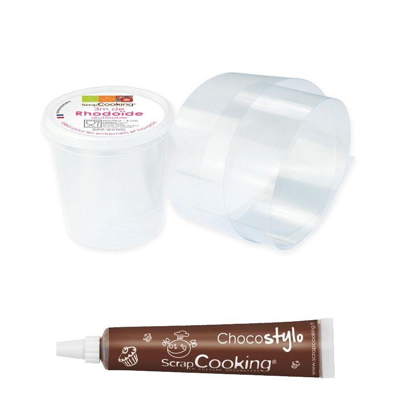 Ruban rhodoïde pour entremets 3 m x 4 cm + Stylo chocolat Scrapcooking - Mathon