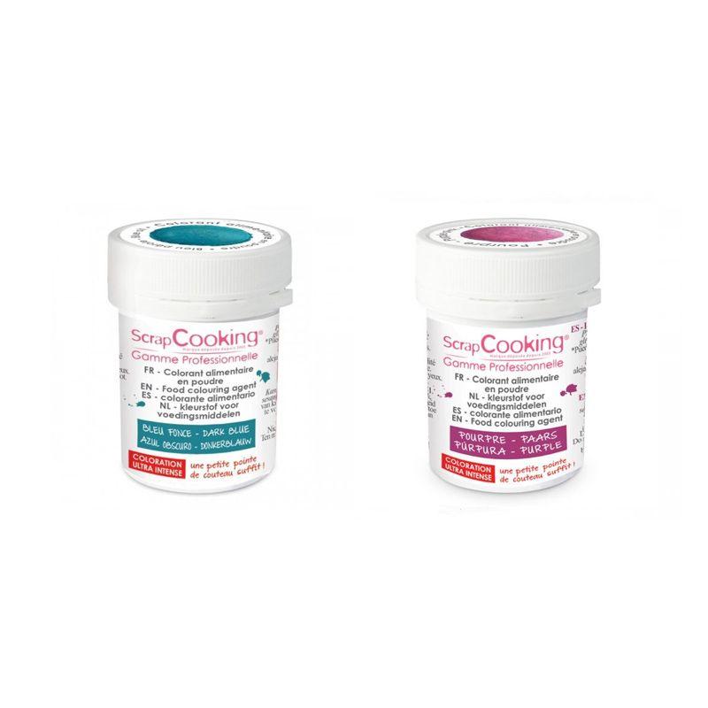 2 colorants alimentaires en poudre - pourpre-bleu foncé Scrapcooking - Mathon