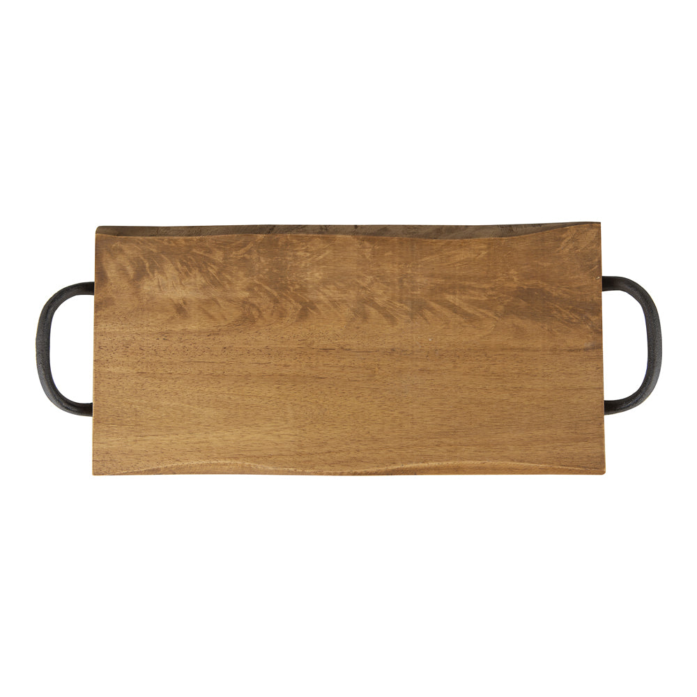 Plateau 40x20 cm en hévéa anses en métal T&G Woodware - Mathon - 1