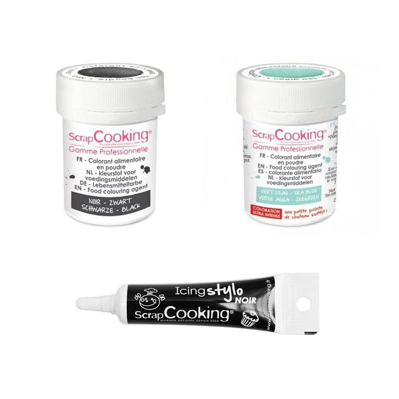2 colorants alimentaires noir-vert d