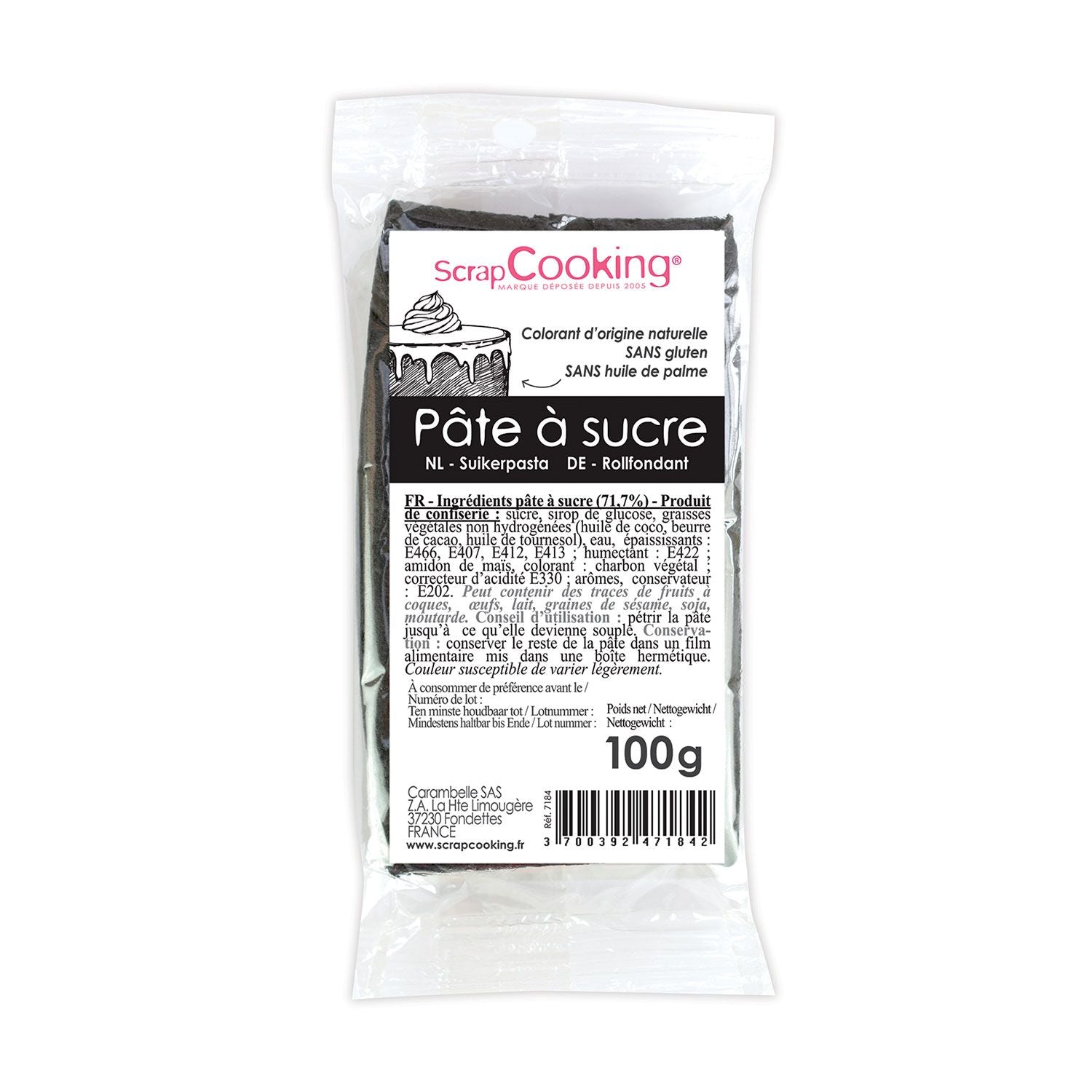 Pâte à sucre noire 100 g Scrapcooking - Mathon