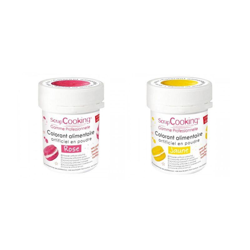 2 colorants alimentaires en poudre - rose-jaune Scrapcooking - Mathon