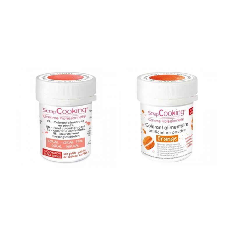 2 colorants alimentaires en poudre - corail-orange Scrapcooking - Mathon