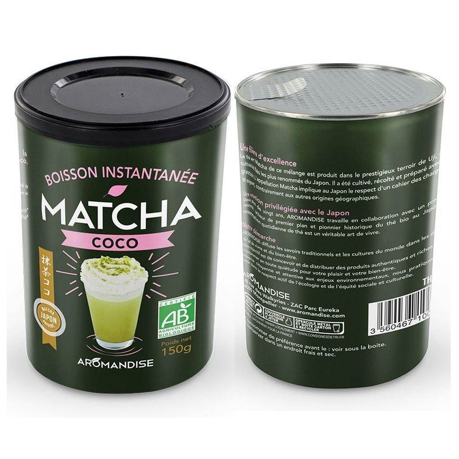 Boisson instantanée - Matcha coco 300 g Aromandise - Mathon
