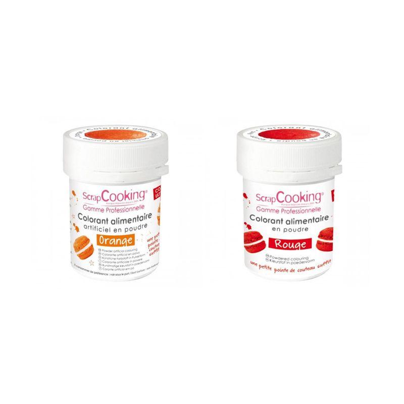 2 colorants alimentaires en poudre - rouge-orange Scrapcooking - Mathon
