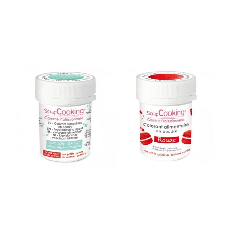 2 colorants alimentaires en poudre - rouge-vert d