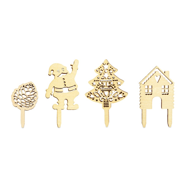 4 décorations Noël bois pour gâteaux Scrapcooking - Mathon - 1