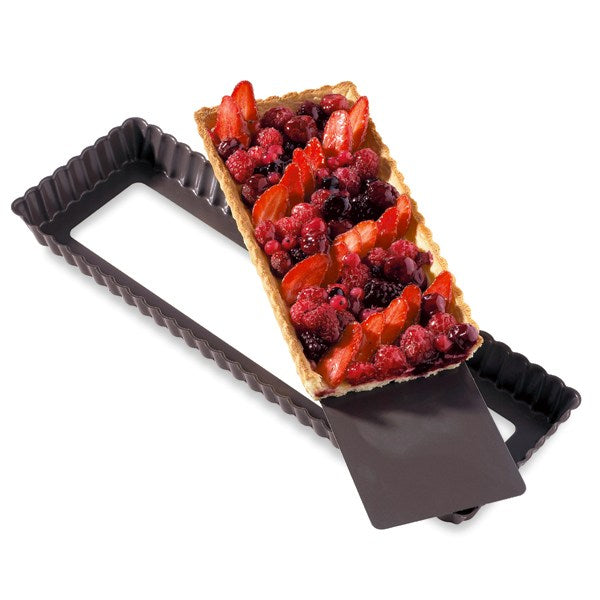 Moule à tarte amovible rectangle acier revêtu antiadhérent bords cannelés 36 cm Mathon - Mathon - 2