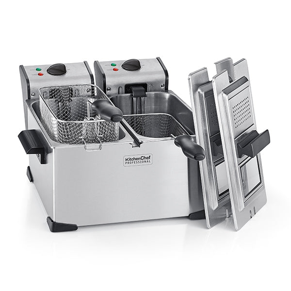 Friteuse inox double cuve 7 L 4000 W KCPFR70X Kitchen Chef Professional - Mathon
